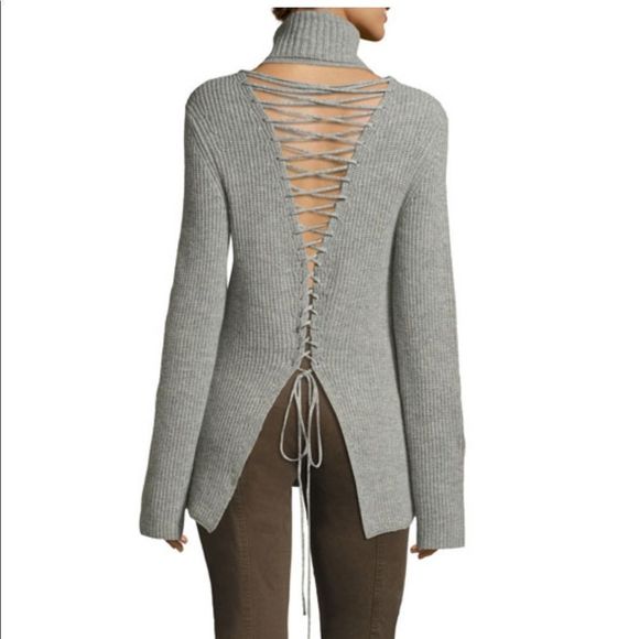 A.L.C. Alexander Lace-Back Turtleneck Wool Cashmere Sweater size XS - Picture 2 of 7